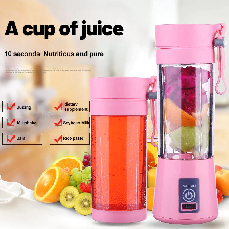 Mini Portable Blender Milkshake Cup with USB Rechargeable 6 Blades Mini Fruit Juice Mixer Shake Take Juice Cup